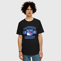 Футболка оверсайз мужская Нью Йорк Рейнджерс, New York Rangers, цвет: черный — фото 2