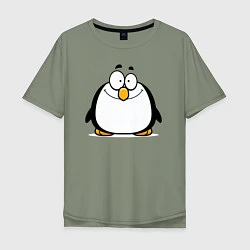 Футболка оверсайз мужская Глазастый пингвин, цвет: авокадо