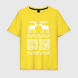 Футболка оверсайз мужская НОВОГОДНИЙ QR-code, цвет: желтый