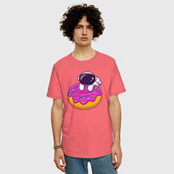Футболка оверсайз мужская Космический пончик, цвет: коралловый — фото 2