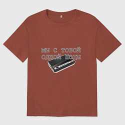 Футболка оверсайз мужская Мы с тобой одной ноды, цвет: кирпичный