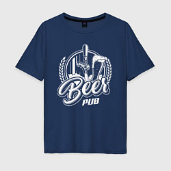 Футболка оверсайз мужская Beer pub, цвет: тёмно-синий