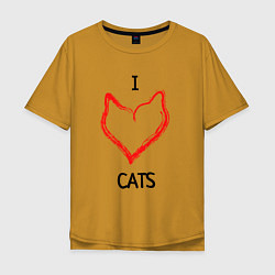 Мужская футболка оверсайз I Люблю Cats