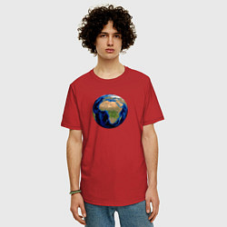 Футболка оверсайз мужская Планета солнечной системы земля, цвет: красный — фото 2