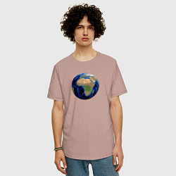 Футболка оверсайз мужская Планета солнечной системы земля, цвет: пыльно-розовый — фото 2