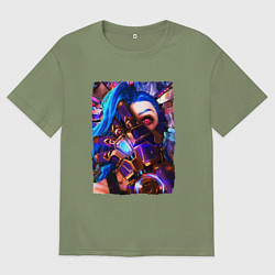 Мужская футболка оверсайз ARCANE LOL JINX FACE LEAGUE OF LEGENDS