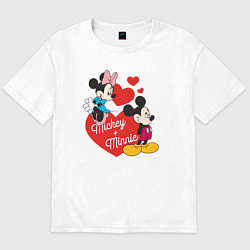 Футболка оверсайз мужская Mickey x Minnie Love, цвет: белый