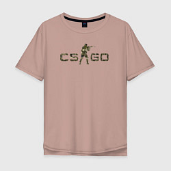 Футболка оверсайз мужская Лого камуфляж, цвет: пыльно-розовый