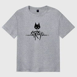 Футболка оверсайз мужская Stray: Black Logo, цвет: меланж