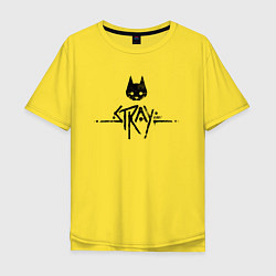 Футболка оверсайз мужская Stray: Black Logo, цвет: желтый