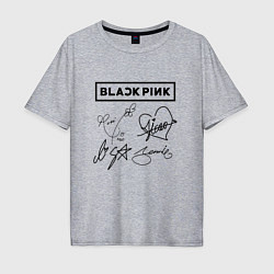 Мужская футболка оверсайз BLACKPINK АВТОГРАФЫ ЧЁРНЫЙ БЛЭКПИНК