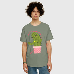 Футболка оверсайз мужская Влюблённый кактус, цвет: авокадо — фото 2
