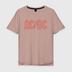 Футболка оверсайз мужская ACDC - Logo, цвет: пыльно-розовый