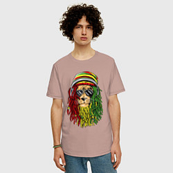 Футболка оверсайз мужская Rasta lioN, цвет: пыльно-розовый — фото 2