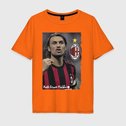 Футболка оверсайз мужская Paolo Cesare Maldini - Milan, captain цвета оранжевый — фото 1