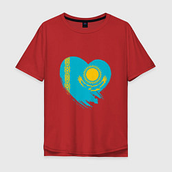 Футболка оверсайз мужская Сердце - Казахстан, цвет: красный