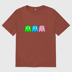 Футболка оверсайз мужская Pac man - play Для двоих, цвет: кирпичный