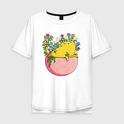 Мужская футболка оверсайз Цветочный котя