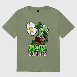 Футболка оверсайз мужская Plants vs Zombies рука зомби, цвет: авокадо
