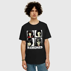 Футболка оверсайз мужская Ramones, Рамонес Портреты, цвет: черный — фото 2