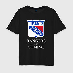 Футболка оверсайз мужская Rangers are coming, Нью Йорк Рейнджерс, New York R, цвет: черный