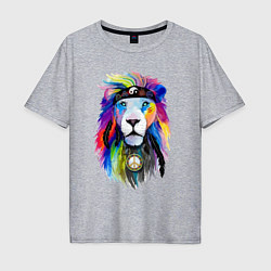 Футболка оверсайз мужская Color lion! Neon!, цвет: меланж