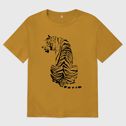 Мужская футболка оверсайз Тигр со спины