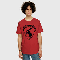 Футболка оверсайз мужская VOLVO логотип чёрный, цвет: красный — фото 2
