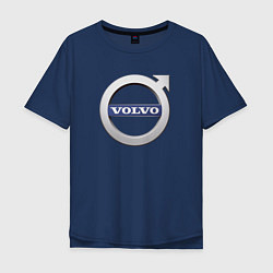 Футболка оверсайз мужская Лого VOLVO, цвет: тёмно-синий