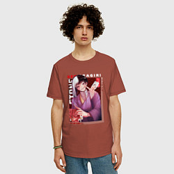 Футболка оверсайз мужская Доктор Стоун Dr Stone, Гэн Асагири, цвет: кирпичный — фото 2