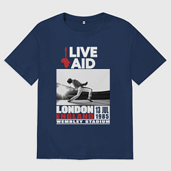 Футболка оверсайз мужская QUEEN LIVE AID 1985, цвет: тёмно-синий