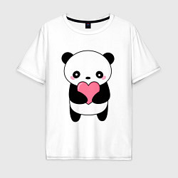 Футболка оверсайз мужская КАВАЙНЫЙ ПАНДА KAWAII PANDA, цвет: белый