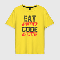 Мужская футболка оверсайз EAT SLEEP CODE REPEAT