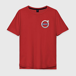 Футболка оверсайз мужская Классические логотипы Volvo спина грудь, белый, цвет: красный