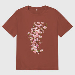 Футболка оверсайз мужская Весна Цветущая сакура Japan, цвет: кирпичный