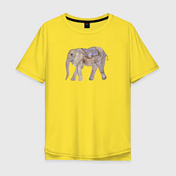 Футболка оверсайз мужская Африканский слон в попоне, цвет: желтый