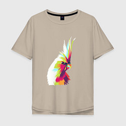 Мужская футболка оверсайз Цветной попугай Colors parrot