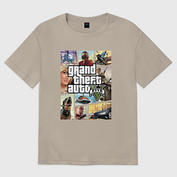 Футболка оверсайз мужская GTA V Logos, цвет: миндальный
