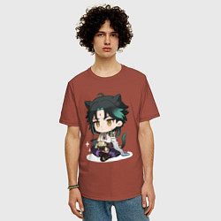 Футболка оверсайз мужская Особое блюдо для котика Сяо, цвет: кирпичный — фото 2