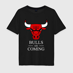 Футболка оверсайз мужская Chicago Bulls are coming Чикаго Буллз, цвет: черный