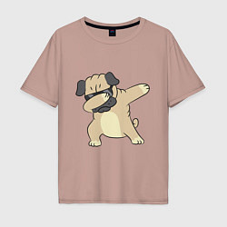 Мужская футболка оверсайз Дэббинг мопс в чёрных очках - Dabbing dog