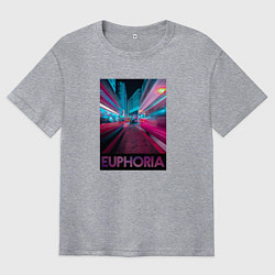 Футболка оверсайз мужская Эйфория Город в неоне, цвет: меланж