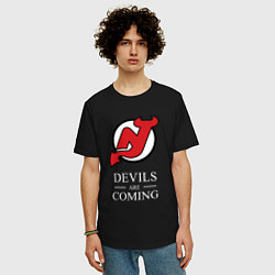 Футболка оверсайз мужская New Jersey Devils are coming Нью Джерси Девилз, цвет: черный — фото 2