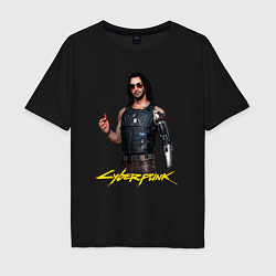 Футболка оверсайз мужская Cyberpunk2077 Johnny, цвет: черный