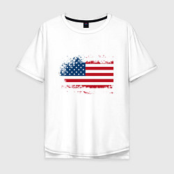 Футболка оверсайз мужская Американский флаг Stars, цвет: белый