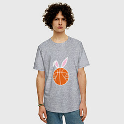 Футболка оверсайз мужская Basketball Bunny, цвет: меланж — фото 2