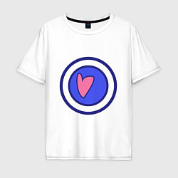 Мужская футболка оверсайз Сердце в круге с обводкой