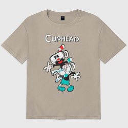 Мужская футболка оверсайз Cuphead веселые чашечки