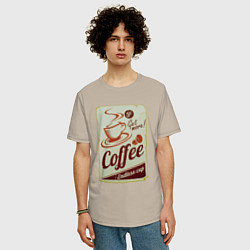 Футболка оверсайз мужская Coffee Cup Retro, цвет: миндальный — фото 2