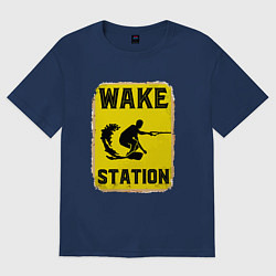 Футболка оверсайз мужская Wake station, цвет: тёмно-синий